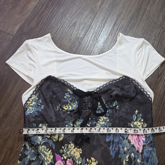 NWT Anthropologie Twofar Black Floral Midi Dress M – Elegant Jacquard Slip Style - Picture 11 of 16